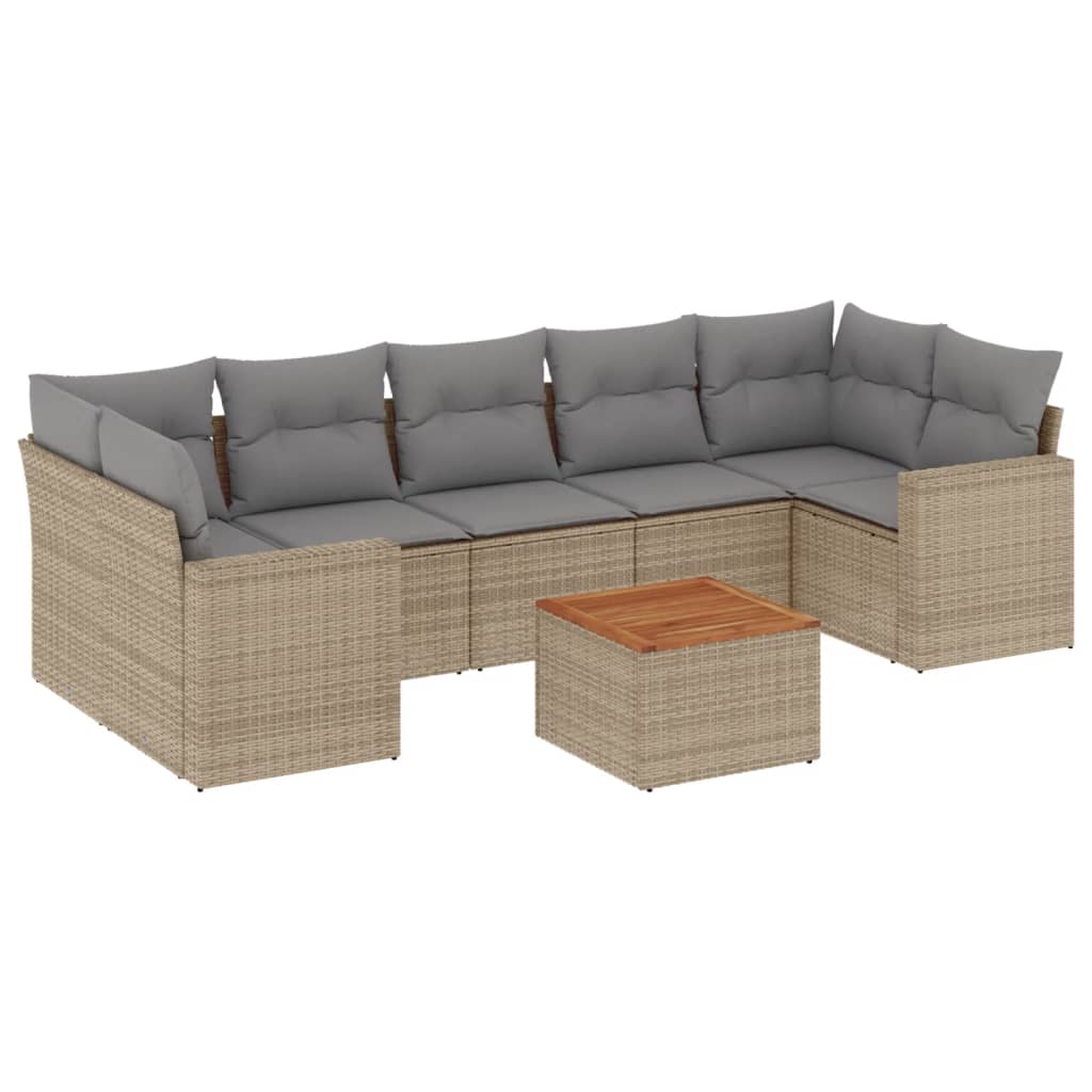 Thumbnail - vidaXL 8-tlg. Garten-Sofagarnitur mit Kissen Beige Poly Rattan