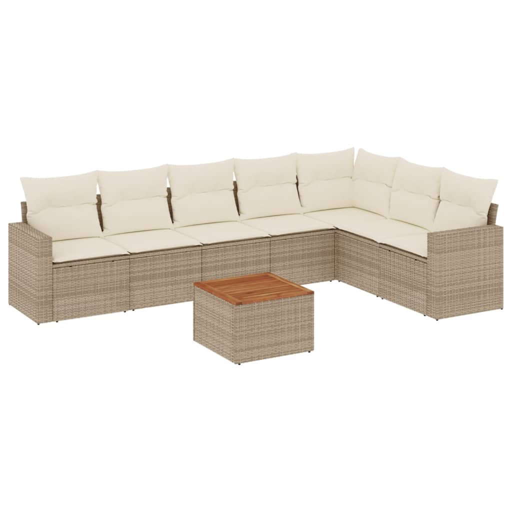 Thumbnail - vidaXL 8-tlg. Garten-Sofagarnitur mit Kissen Beige Poly Rattan