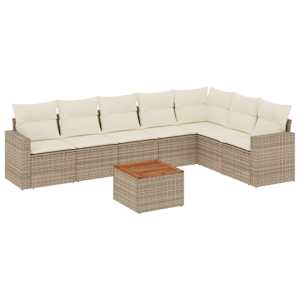8dílná zahradní sedací souprava s poduškami béžová polyratan - obrázek 2