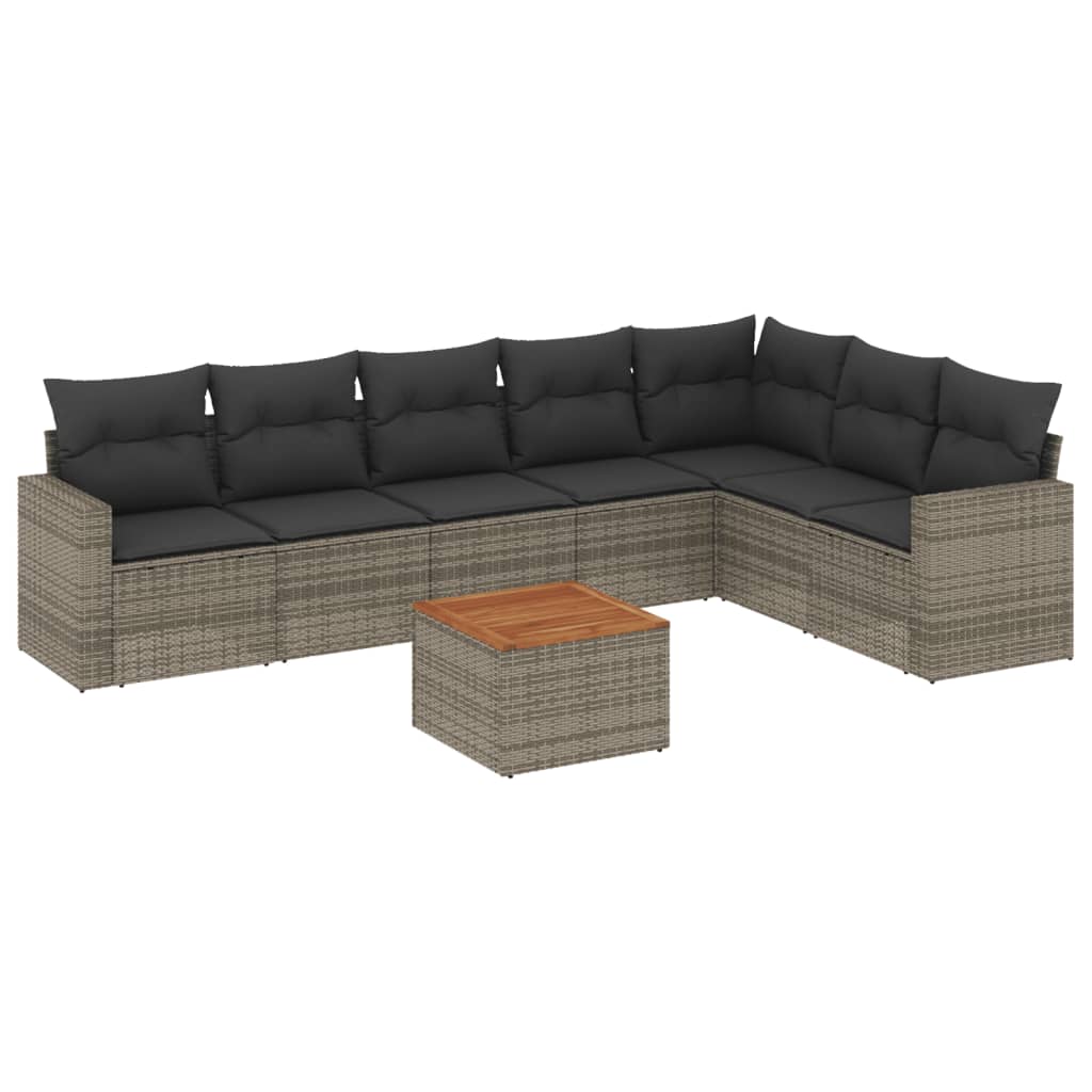 Thumbnail - vidaXL 8-tlg. Garten-Sofagarnitur mit Kissen Grau Poly Rattan