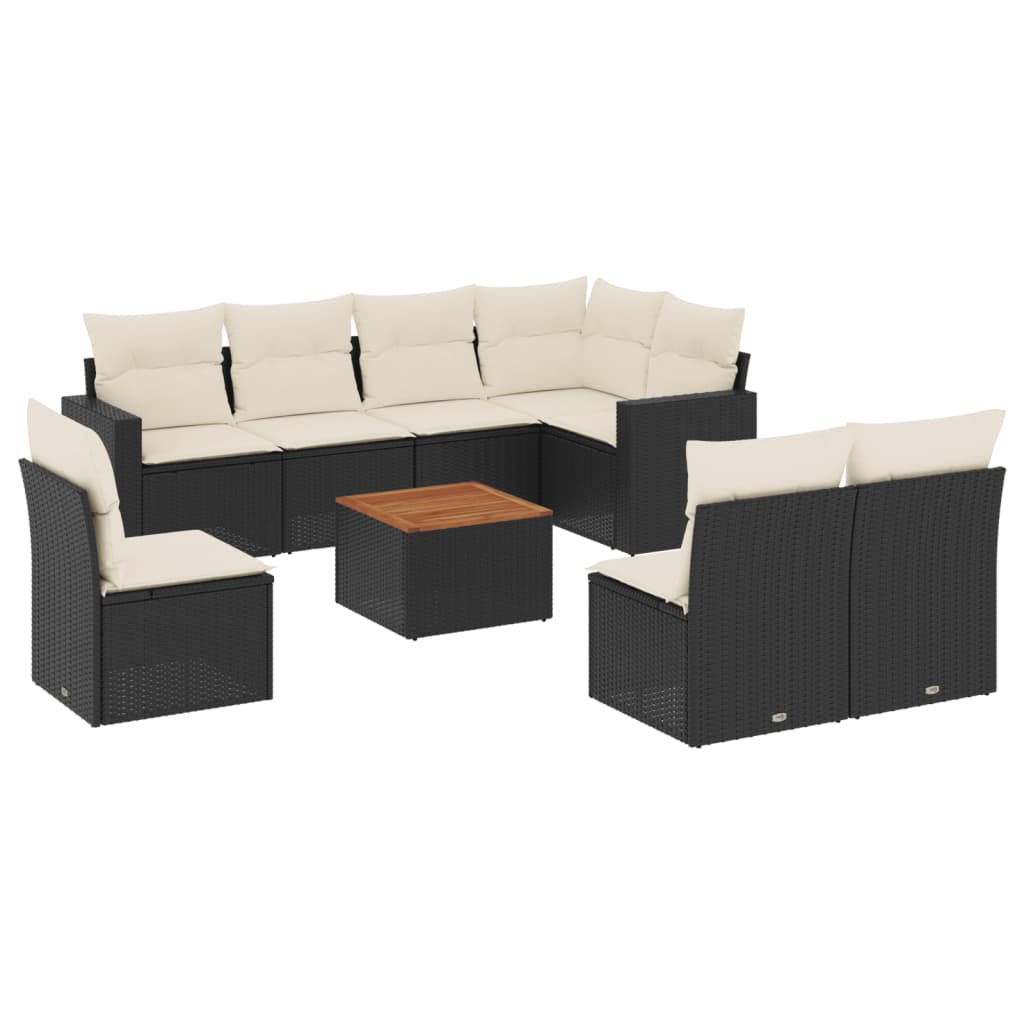 Thumbnail - vidaXL 9-tlg. Garten-Sofagarnitur mit Kissen Schwarz Poly Rattan