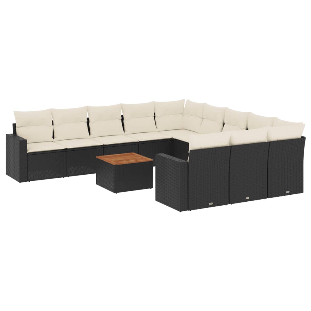 vidaXL Garden Sofa Set Set of 12 Black, Cream White-image-3224348