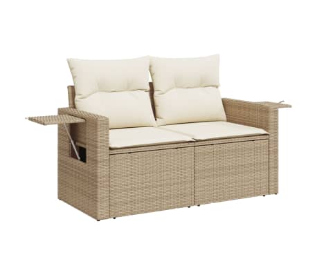 vidaXL Set Divano da Giardino 10 pz con Cuscini Beige in Polyrattan, beige e panna vidaXL Set Divano da Giardino 10 pz con Cuscini Beige in Polyrattan
