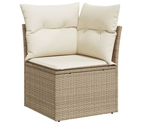 vidaXL Set Divano da Giardino 10 pz con Cuscini Beige in Polyrattan, beige e panna vidaXL Set Divano da Giardino 10 pz con Cuscini Beige in Polyrattan