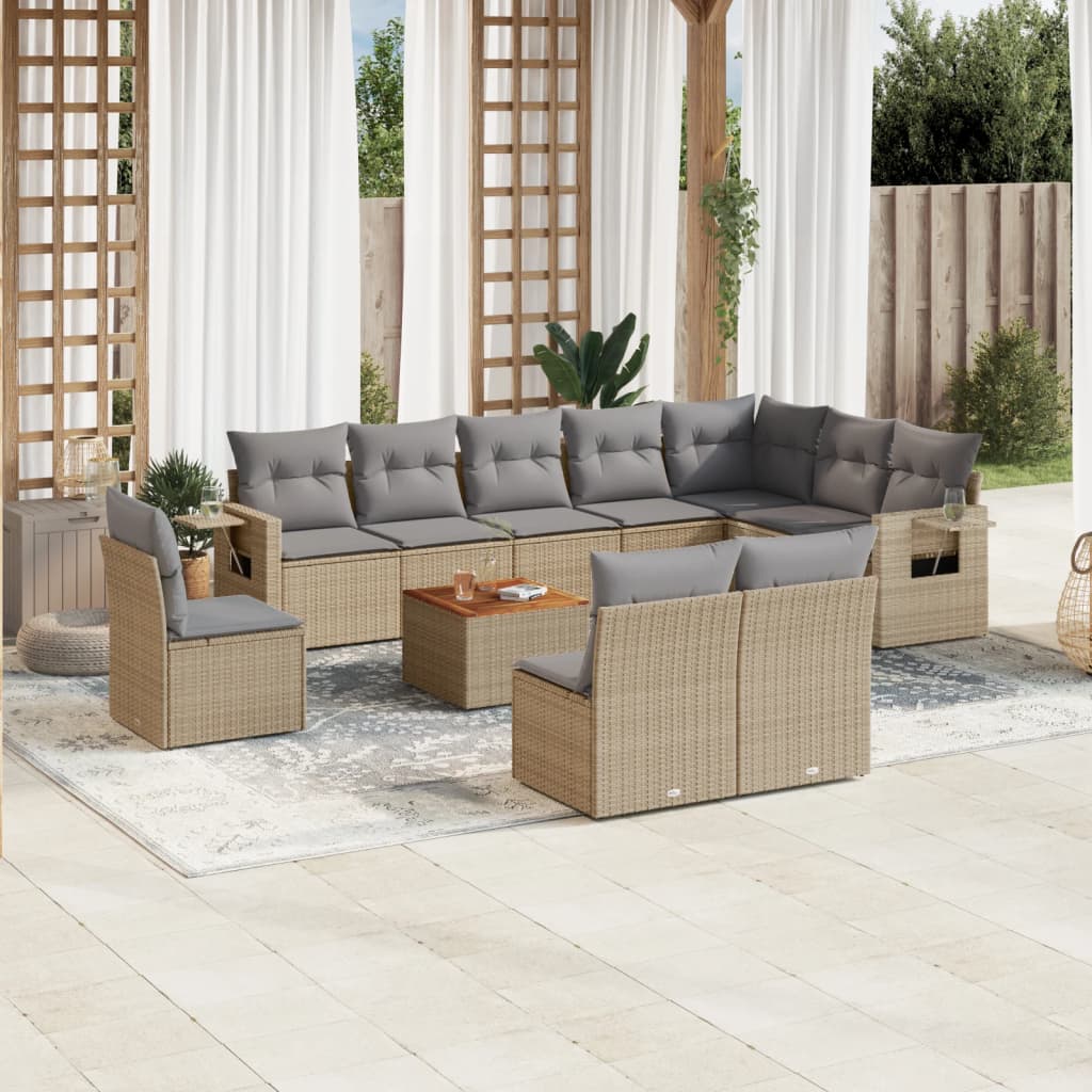 Sofasæt Til Haven 11 Dele Med Hynder Polyrattan - beige og grå