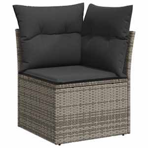 8dílná zahradní sedací souprava s poduškami šedá polyratan - obrázek 4