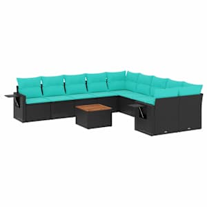 vidaXL 11-osaline aiadiivanikomplekt patjadega, must pol&uuml;rotang