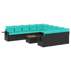 vidaXL 12-osaline aiadiivanikomplekt patjadega, must pol&uuml;rotang