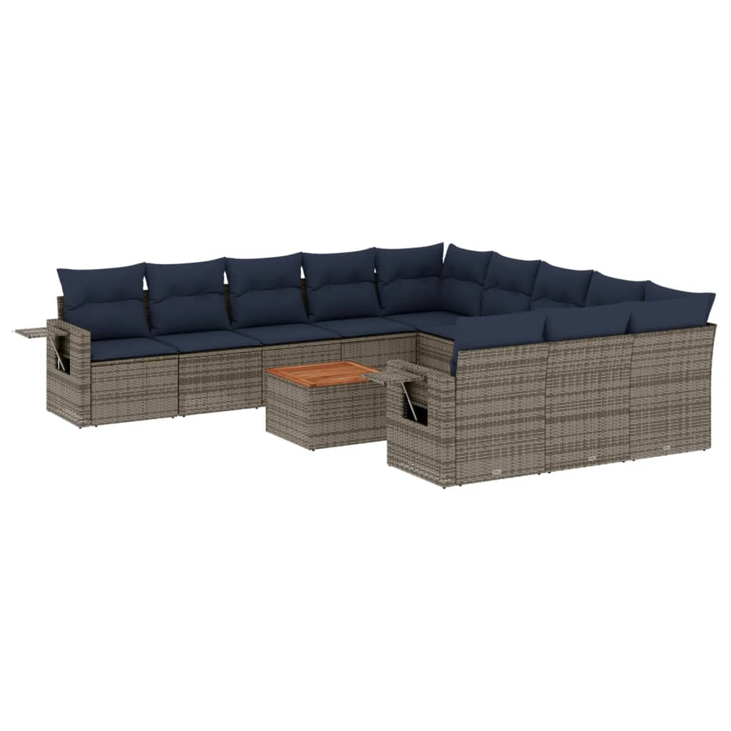 Thumbnail - vidaXL 12-teiliges Gartensofa-Set mit Kissen, grau, Polyrattan