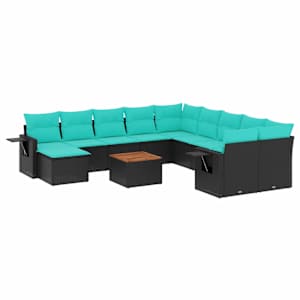 vidaXL 12-osaline aiadiivanikomplekt patjadega, must pol&uuml;rotang