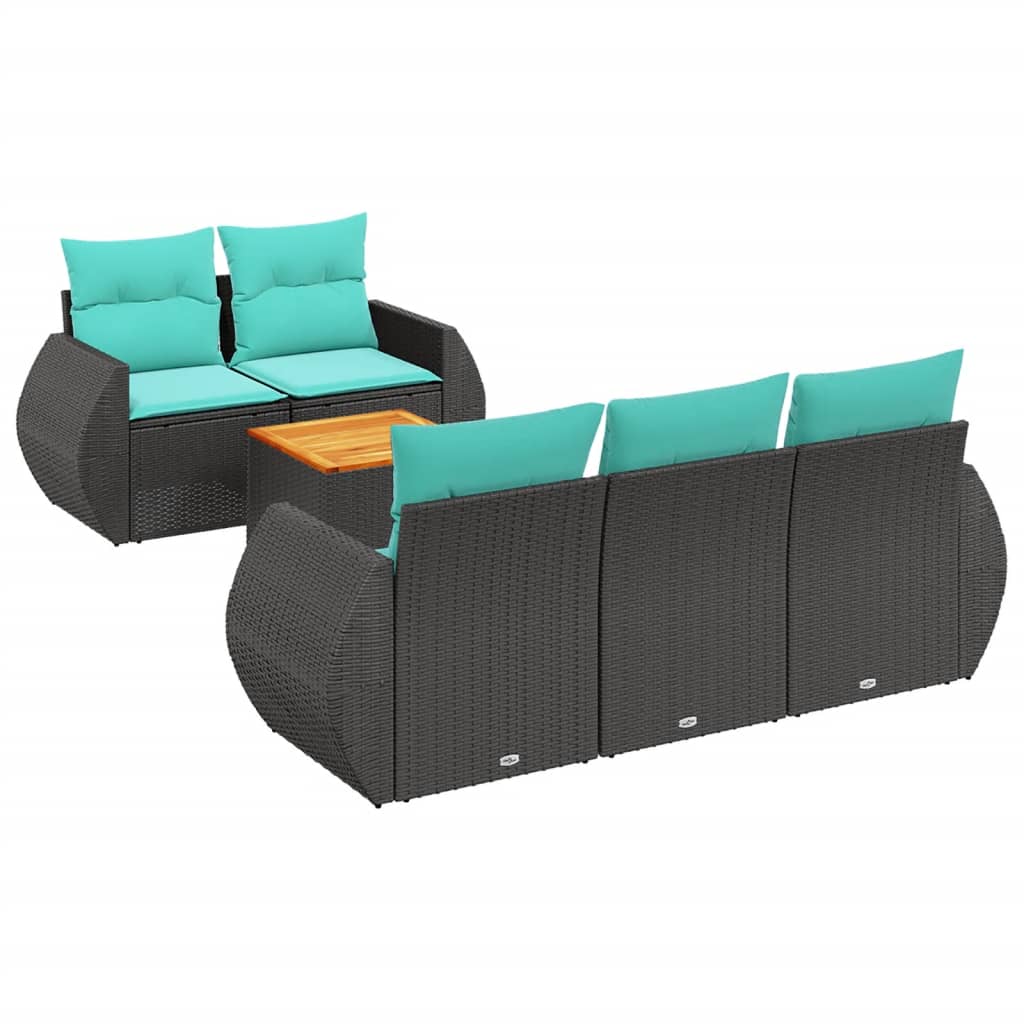 Thumbnail - vidaXL 6-teiliges Gartensofa-Set mit Kissen, schwarzes Polyrattan