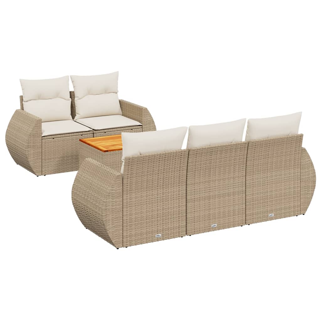 Thumbnail - vidaXL 6-tlg. Garten-Sofagarnitur mit Kissen Beige Poly Rattan