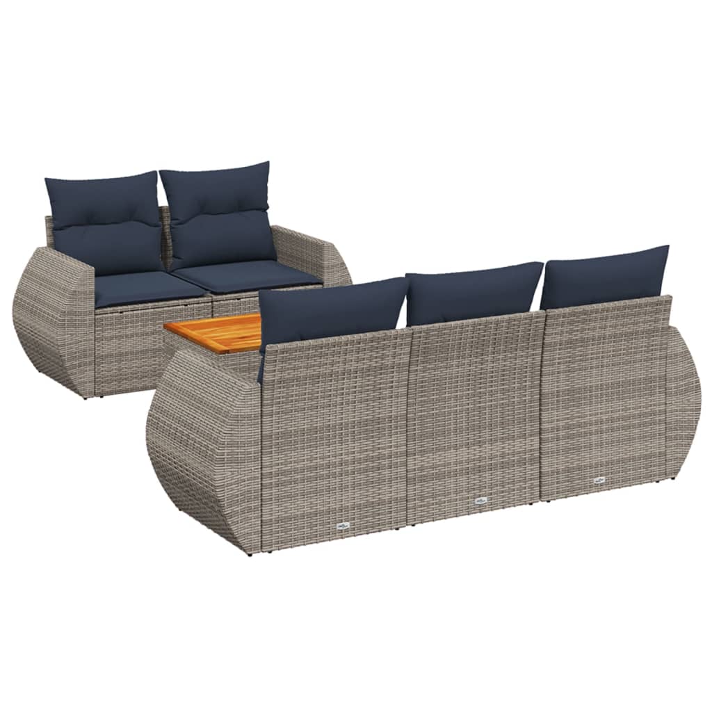 Thumbnail - vidaXL 6-teiliges Gartensofa-Set mit Kissen, grau, Polyrattan