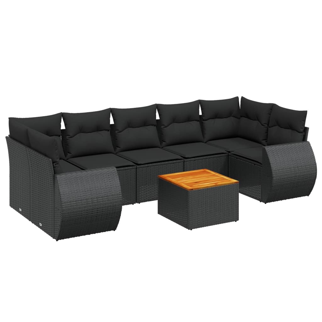 Thumbnail - vidaXL 8-tlg. Garten-Sofagarnitur mit Kissen Schwarz Poly Rattan