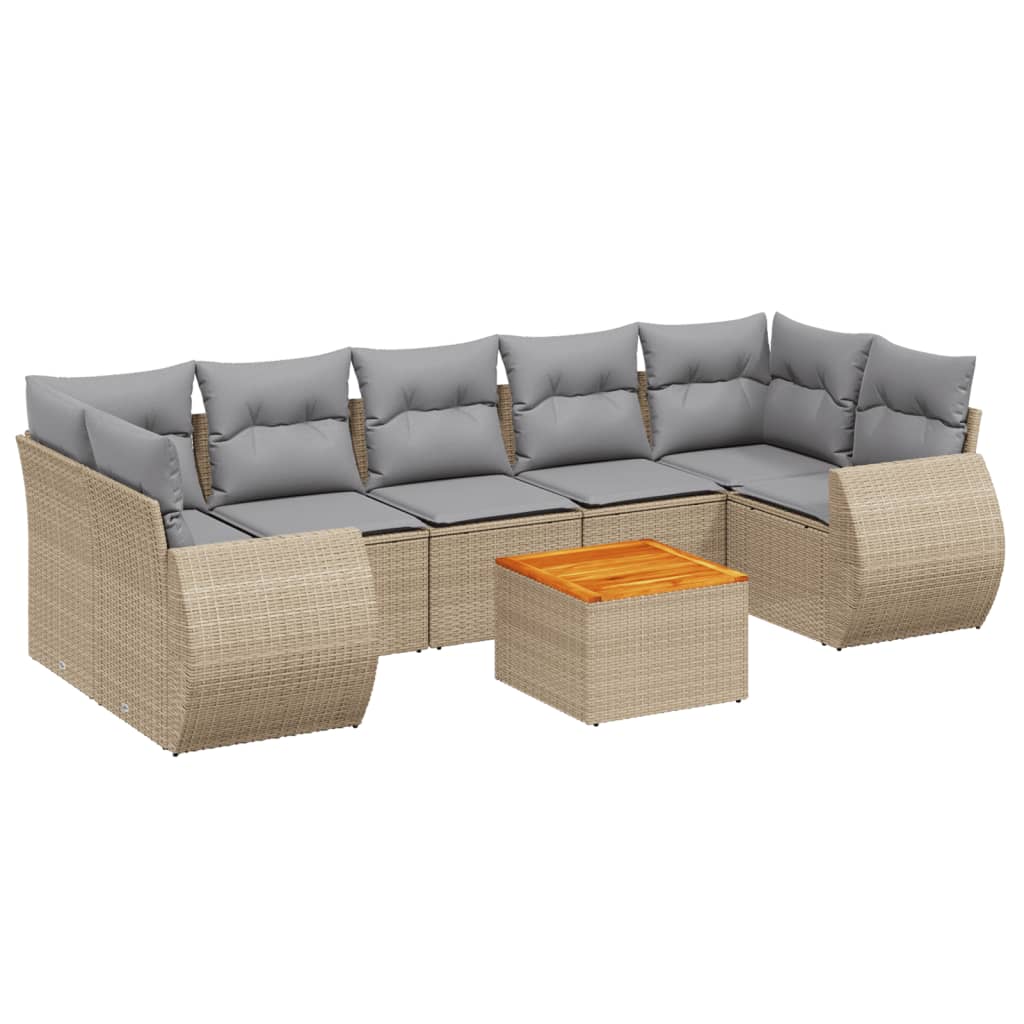 Thumbnail - vidaXL 8-tlg. Garten-Sofagarnitur mit Kissen Beige Poly Rattan