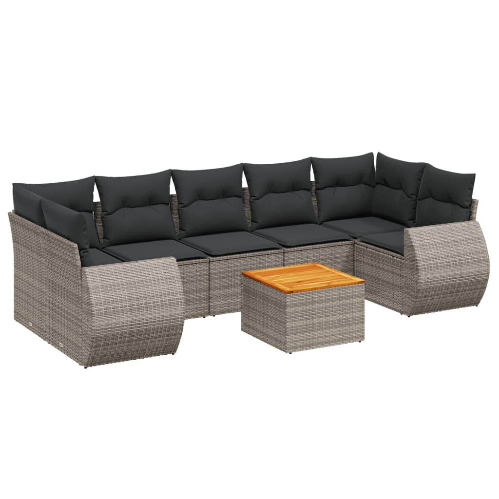 Thumbnail - vidaXL 8-tlg. Garten-Sofagarnitur mit Kissen Grau Poly Rattan