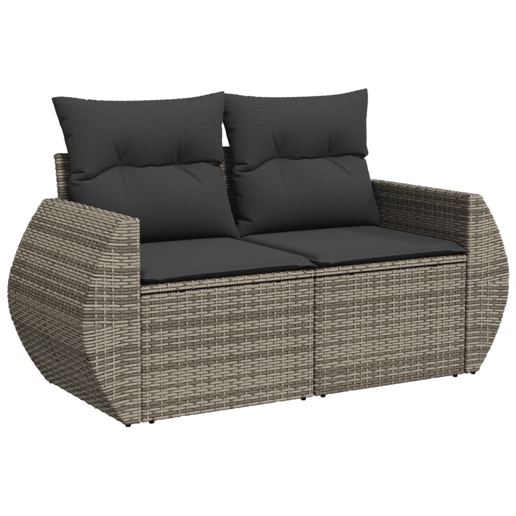 vidaXL 9-delige Loungeset met kussens poly rattan grijs afbeelding