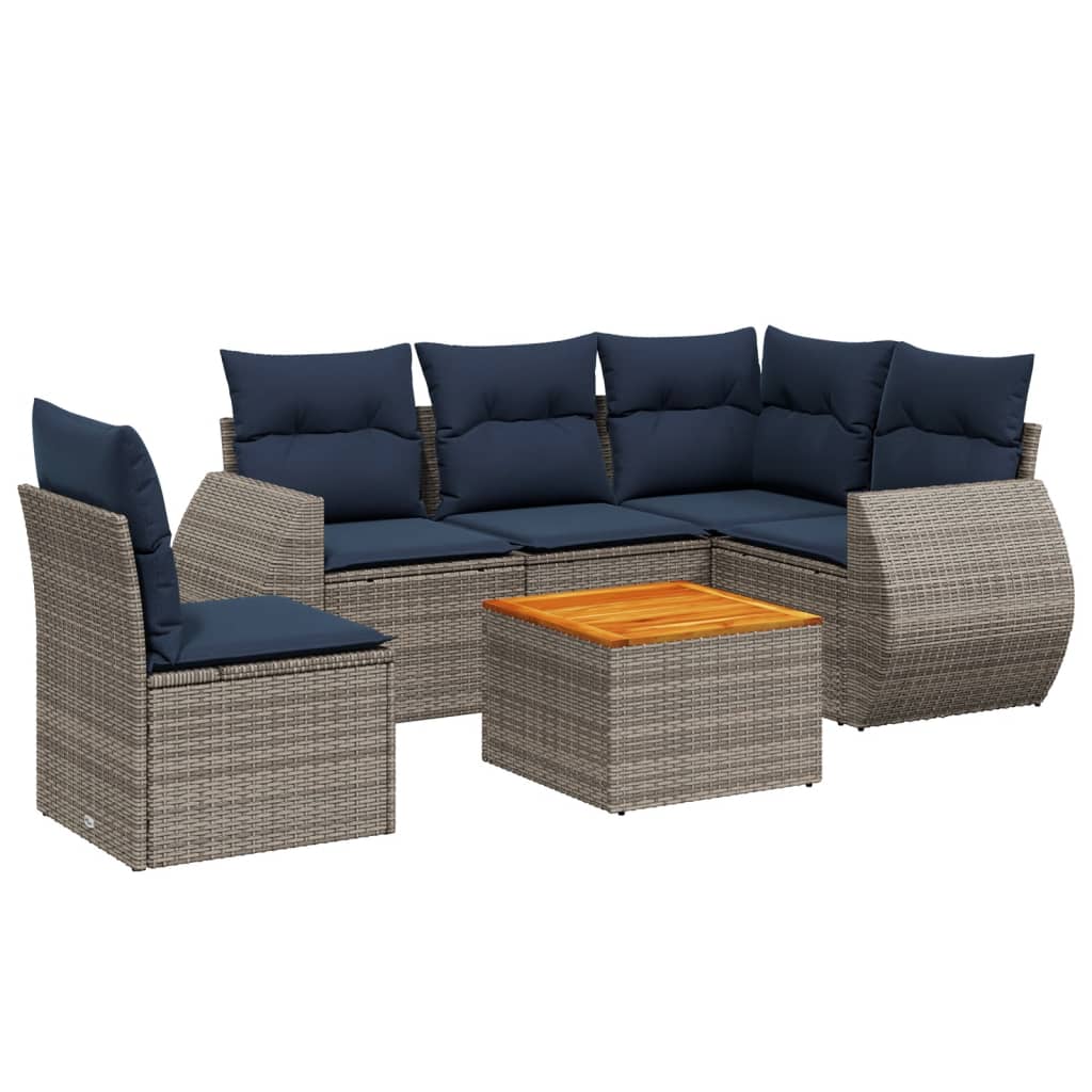 Thumbnail - vidaXL 6-teiliges Gartensofa-Set mit Kissen, grau, Polyrattan