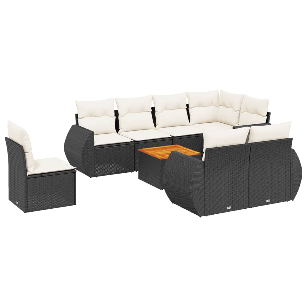 Thumbnail - vidaXL 9-tlg. Garten-Sofagarnitur mit Kissen Schwarz Poly Rattan
