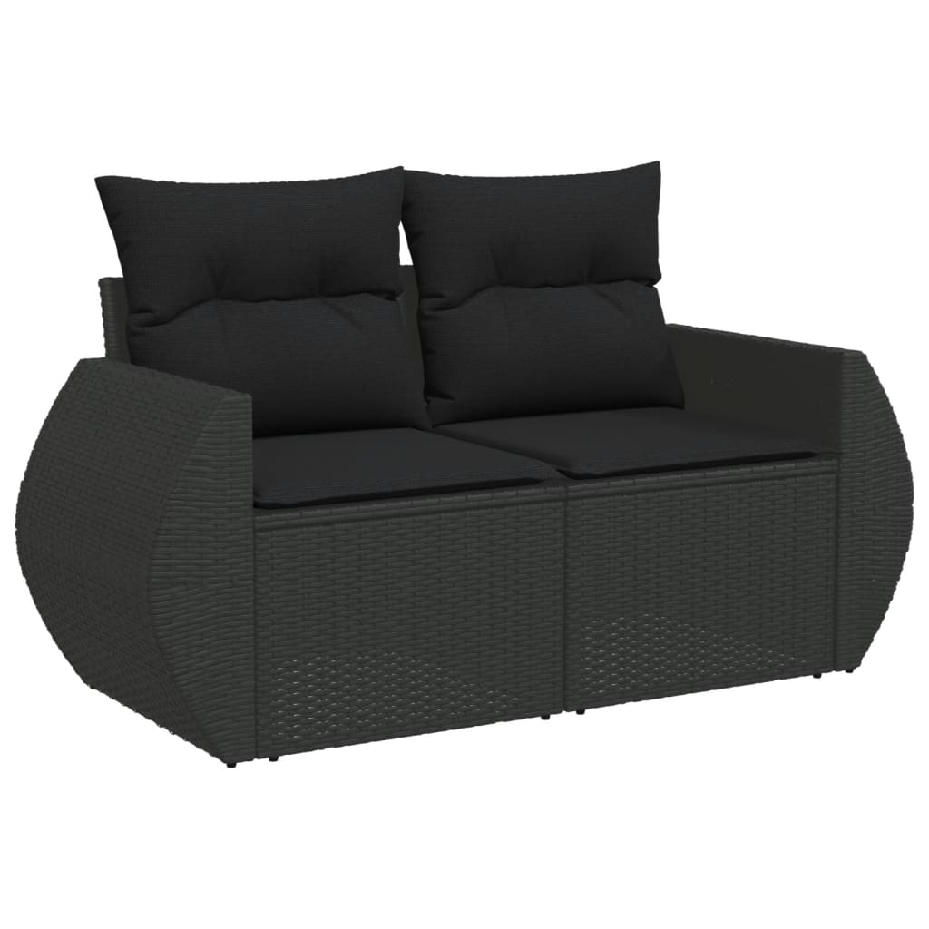 vidaXL 8-delige Loungeset met kussens poly rattan zwart afbeelding