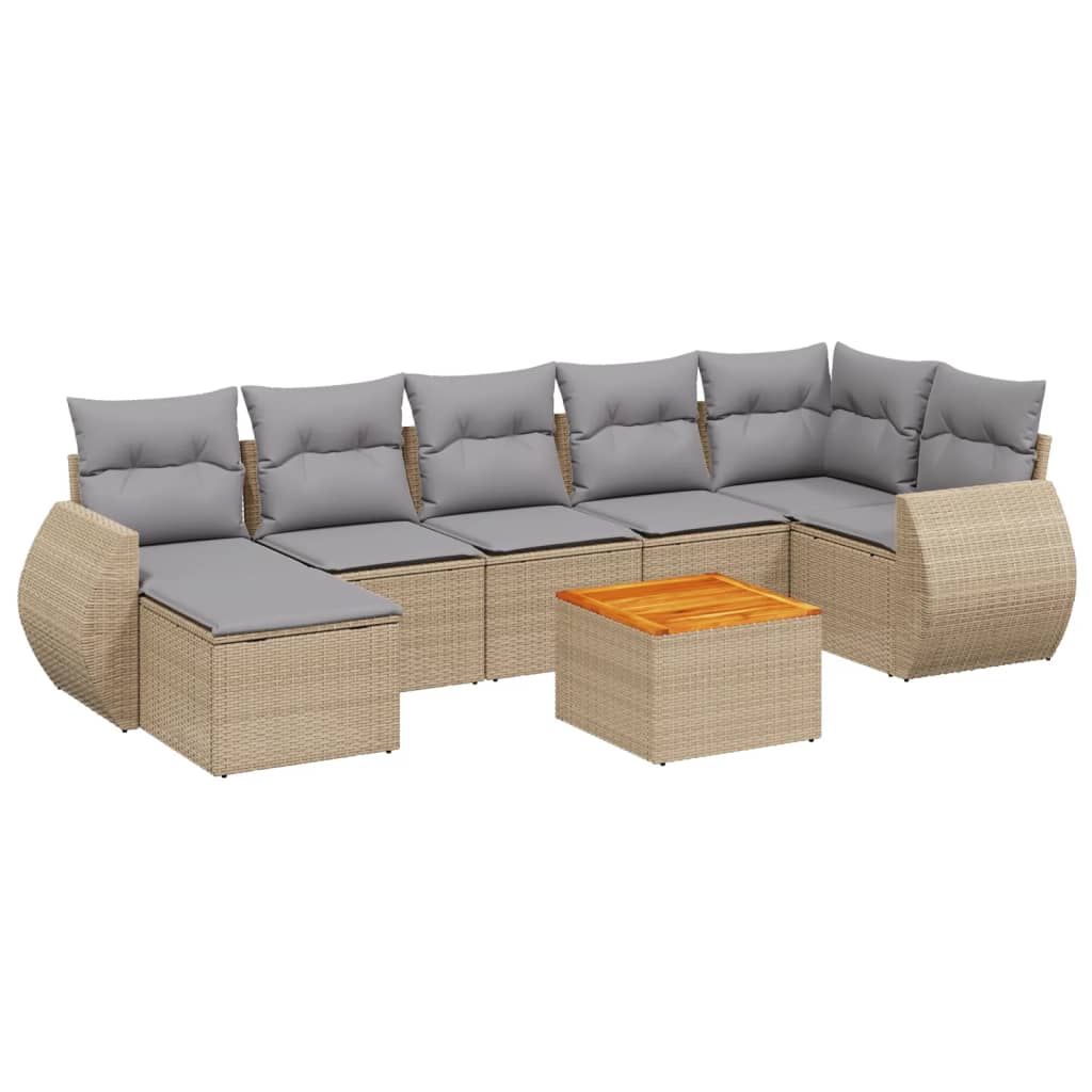 Thumbnail - vidaXL 8-tlg. Garten-Sofagarnitur mit Kissen Beige Poly Rattan