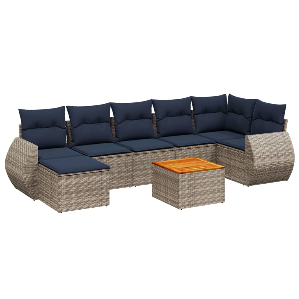 Thumbnail - vidaXL 8-teiliges Gartensofa-Set mit Kissen, grau, Polyrattan