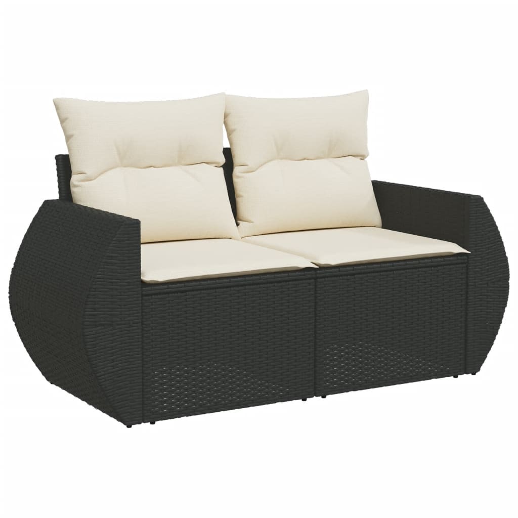 vidaXL 8-delige Loungeset met kussens poly rattan zwart