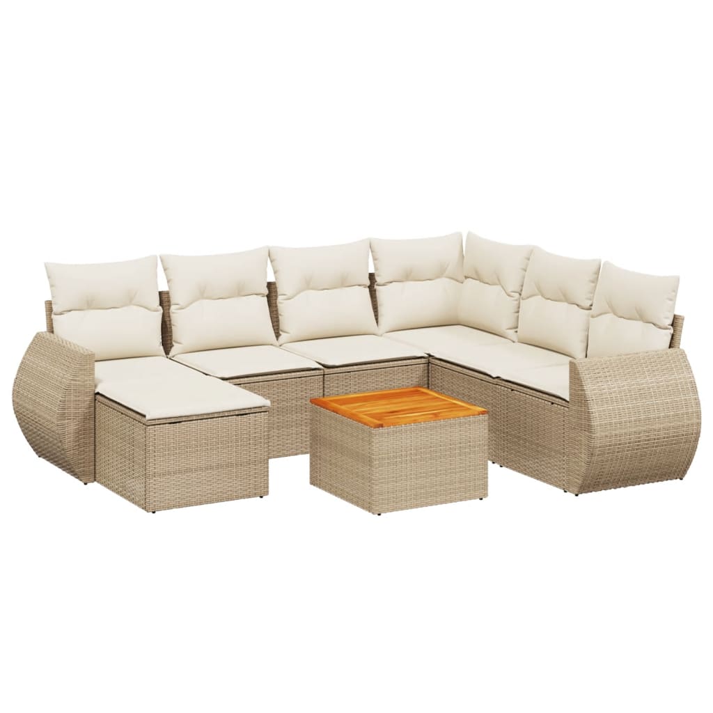 Thumbnail - vidaXL 8-tlg. Garten-Sofagarnitur mit Kissen Beige Poly Rattan