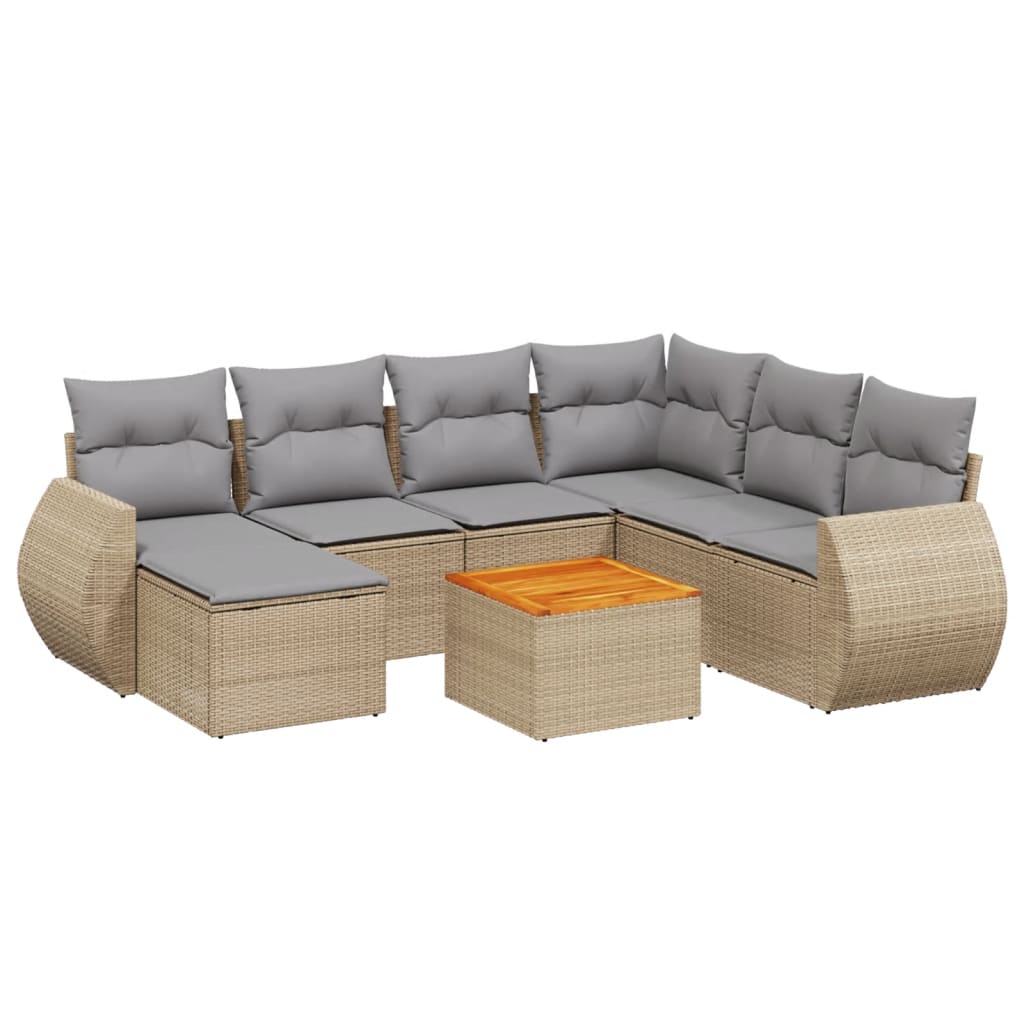 Thumbnail - vidaXL 8-tlg. Garten-Sofagarnitur mit Kissen Beige Poly Rattan