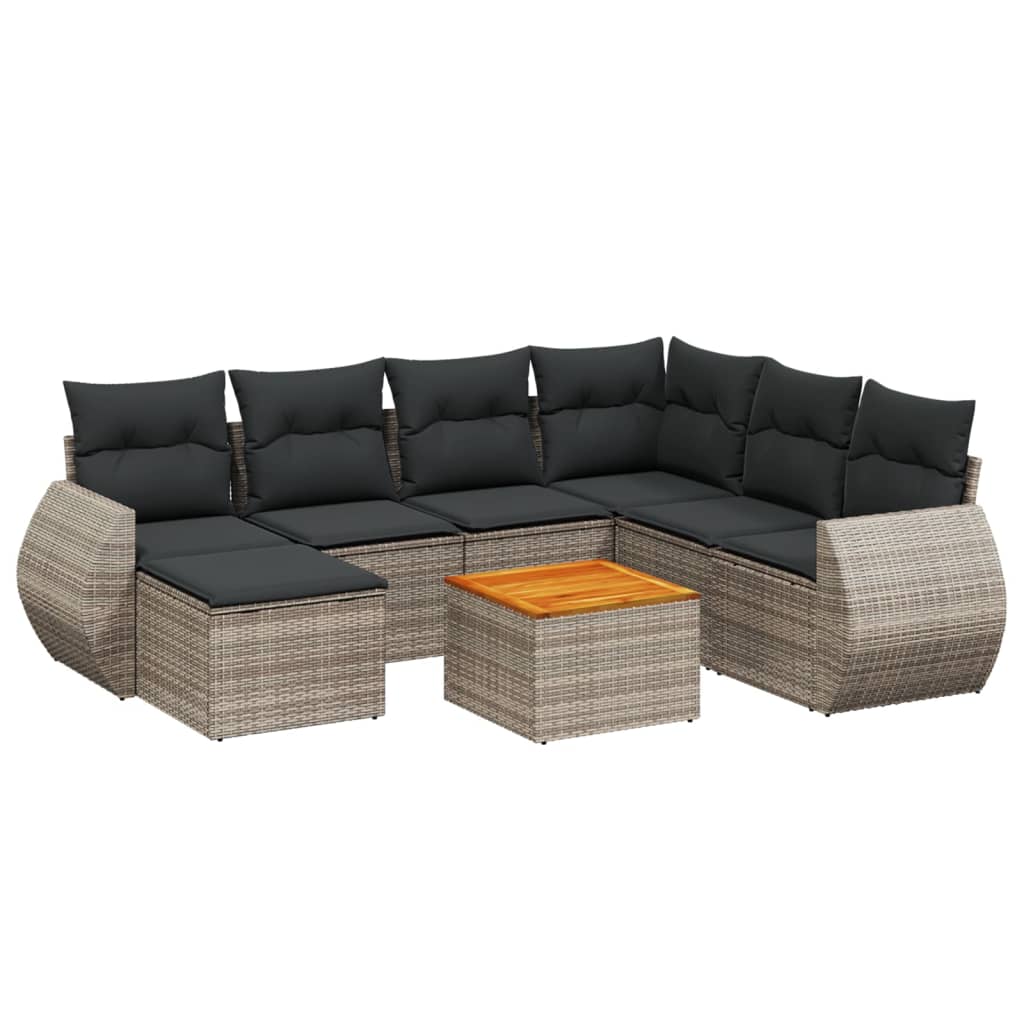 Thumbnail - vidaXL 8-tlg. Garten-Sofagarnitur mit Kissen Grau Poly Rattan