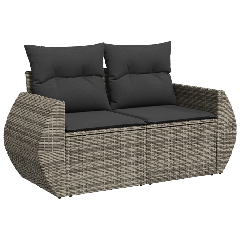 vidaXL 8-delige Loungeset met kussens poly rattan grijs afbeelding