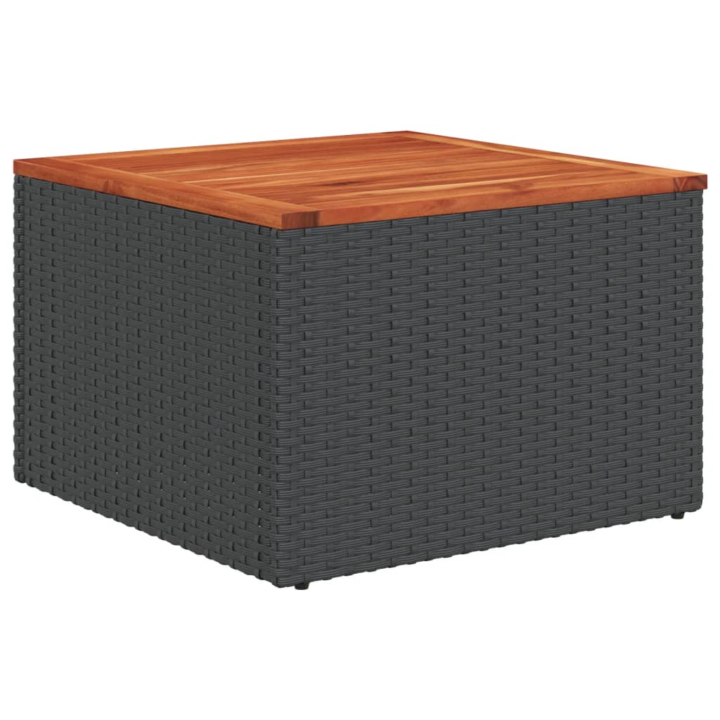 Zestaw wypoczynkowy rattanowy czarny, 13 el., 55x55x69 cm, poduszki, drewno akacjowe, modułowy
