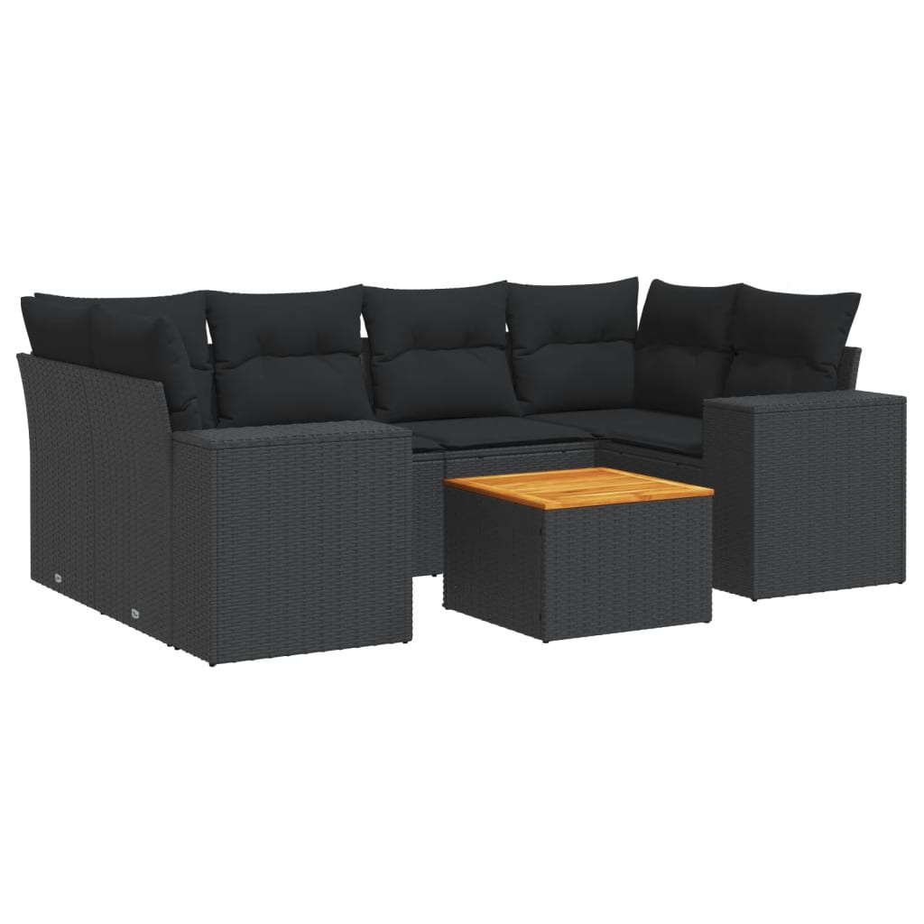 Thumbnail - vidaXL 7-tlg. Garten-Sofagarnitur mit Kissen Schwarz Poly Rattan