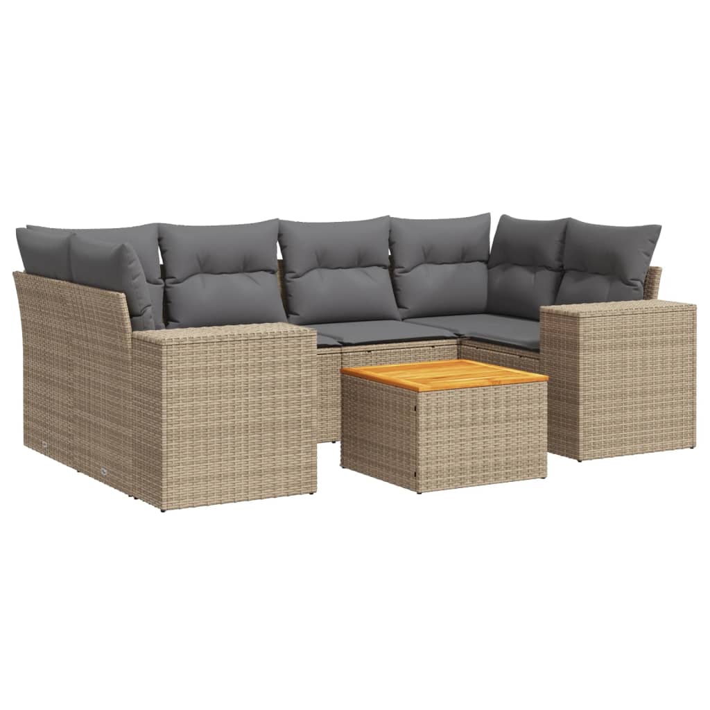 Thumbnail - vidaXL 7-tlg. Garten-Sofagarnitur mit Kissen Beige Poly Rattan