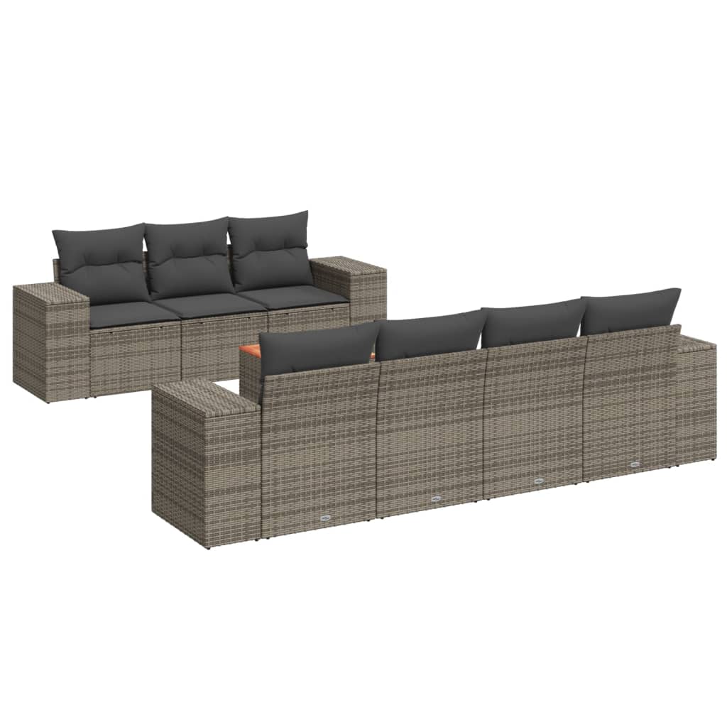Thumbnail - vidaXL 8-tlg. Garten-Sofagarnitur mit Kissen Grau Poly Rattan