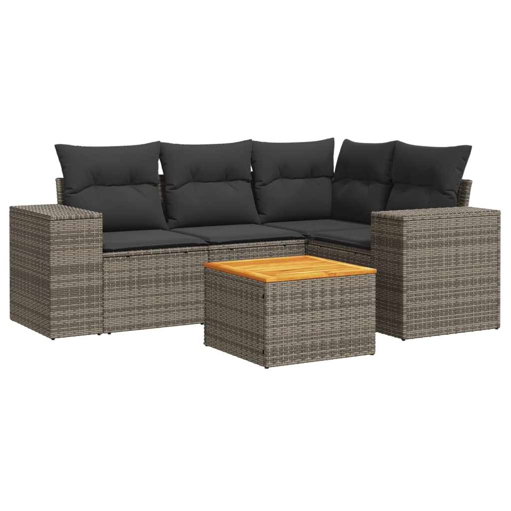 Thumbnail - vidaXL 5-tlg. Garten-Sofagarnitur mit Kissen Grau Poly Rattan
