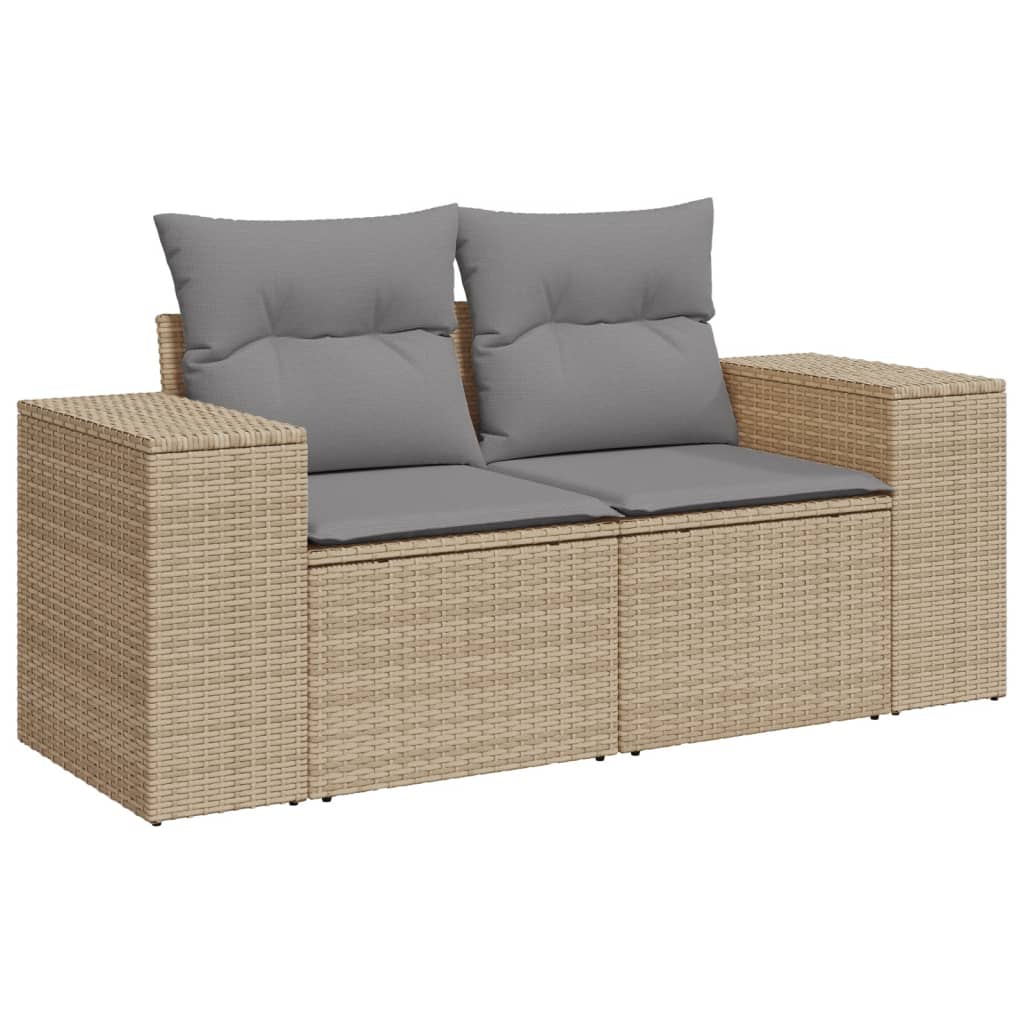 vidaXL 9-delige Loungeset met kussens poly rattan beige