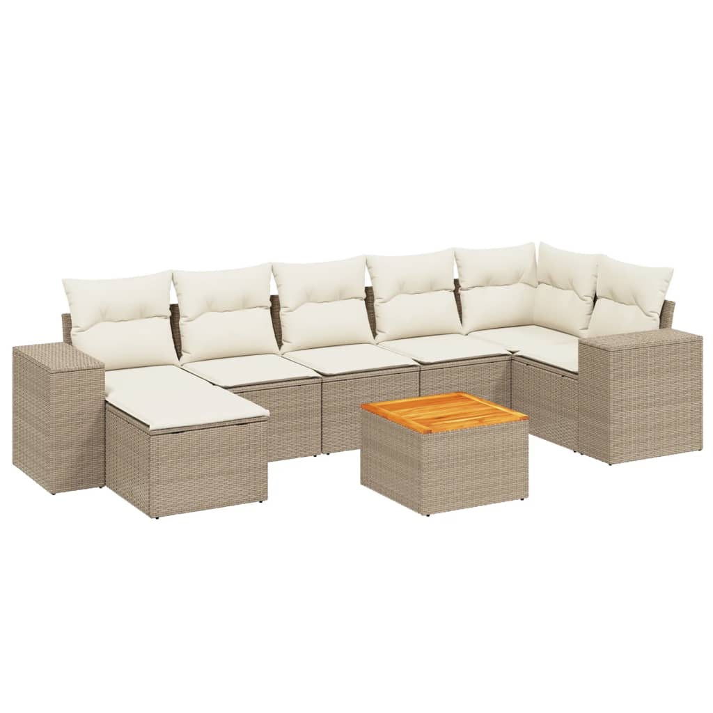 Thumbnail - vidaXL 8-tlg. Garten-Sofagarnitur mit Kissen Beige Poly Rattan