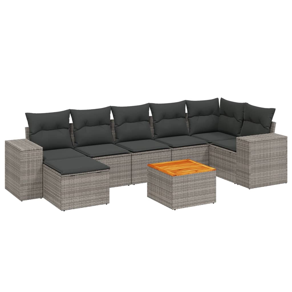 Thumbnail - vidaXL 8-tlg. Garten-Sofagarnitur mit Kissen Grau Poly Rattan