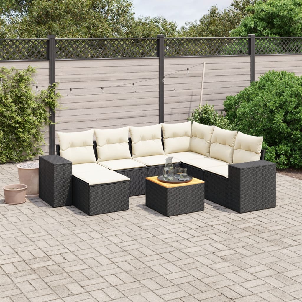 Thumbnail - vidaXL 8-tlg. Garten-Sofagarnitur mit Kissen Schwarz Poly Rattan