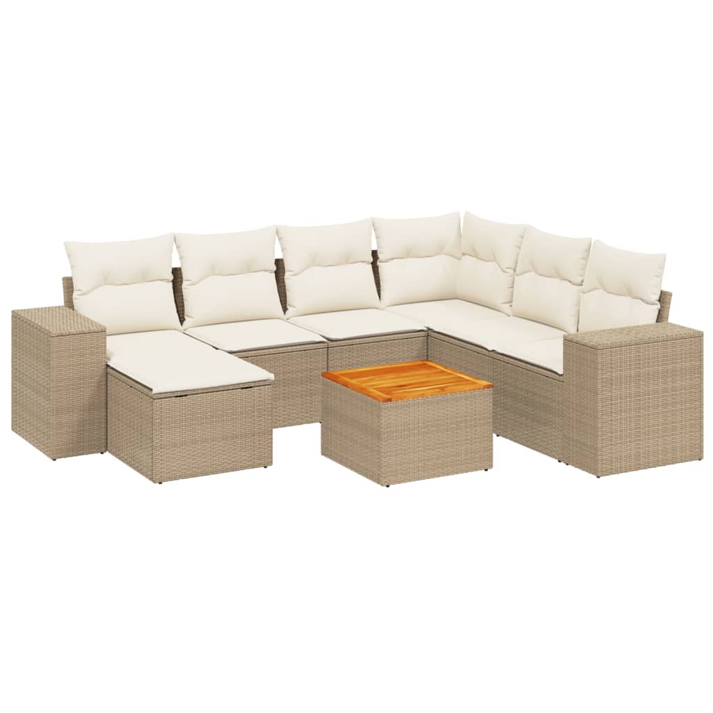 Thumbnail - vidaXL 8-tlg. Garten-Sofagarnitur mit Kissen Beige Poly Rattan