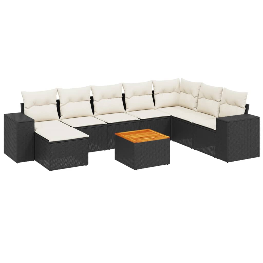 Thumbnail - vidaXL 9-tlg. Garten-Sofagarnitur mit Kissen Schwarz Poly Rattan