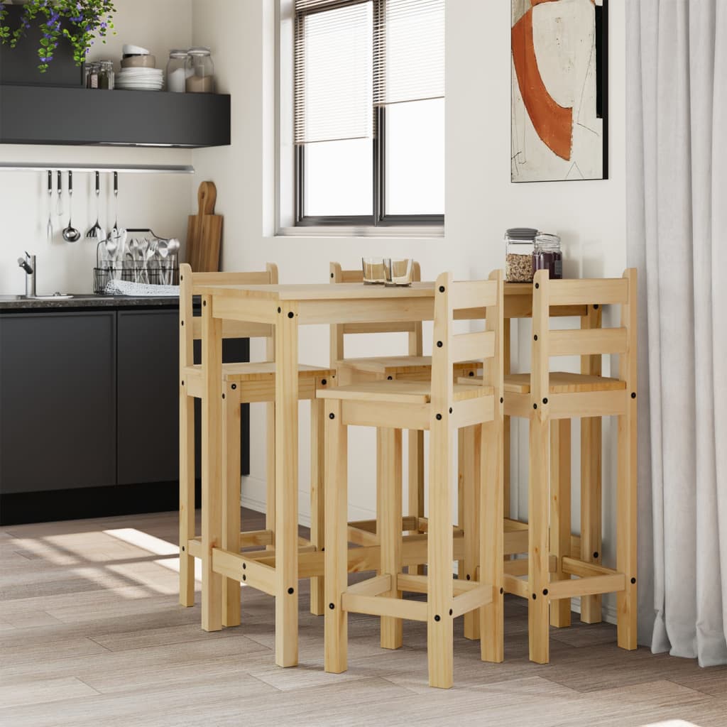 vidaXL Set mobilier de bar, 5 piese, lemn masiv de pin