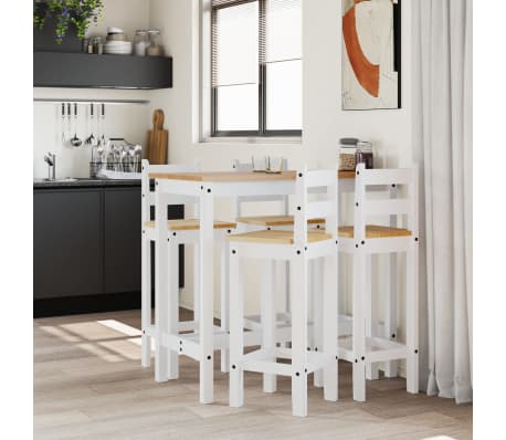vidaXL 5 Piece Bar Set White Solid Wood Pine