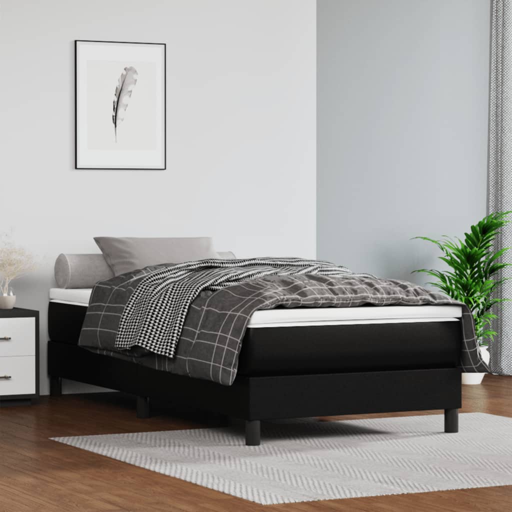 vidaXL Saltea de pat cu arcuri, negru, 120x190x20 cm, piele ecologică