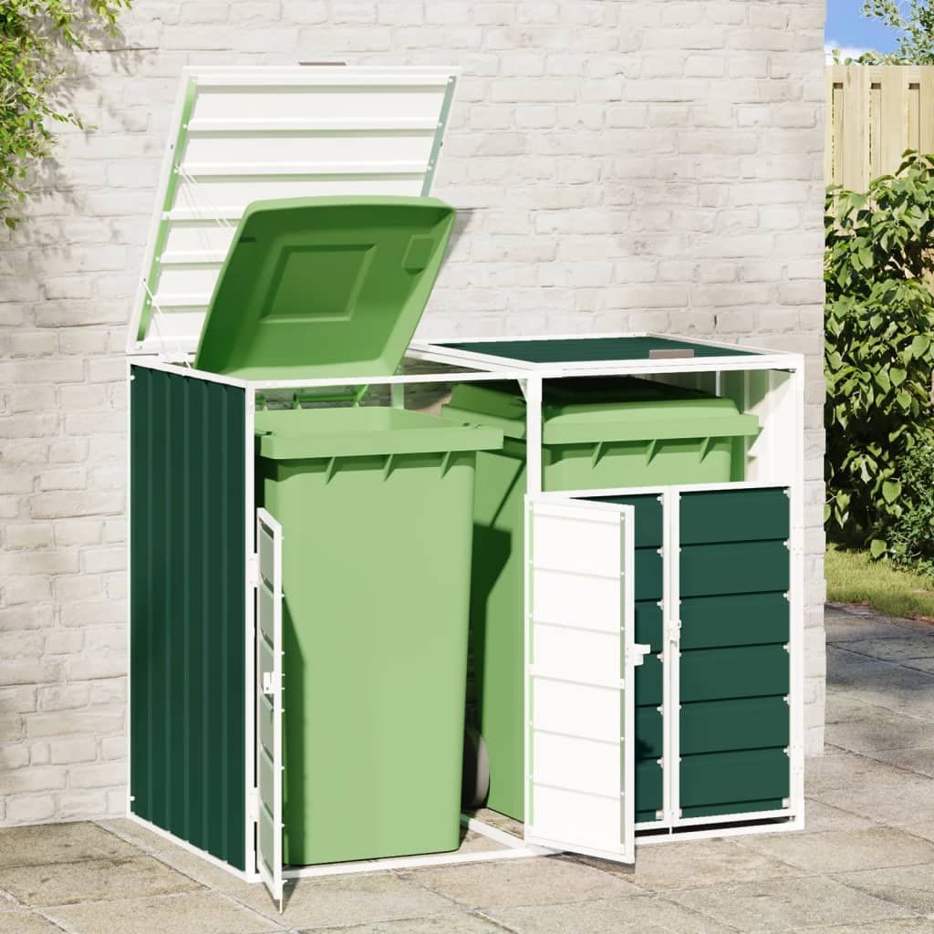 vidaXL Containerberging voor 2 containers 144x81x113 cm staal groen afbeelding