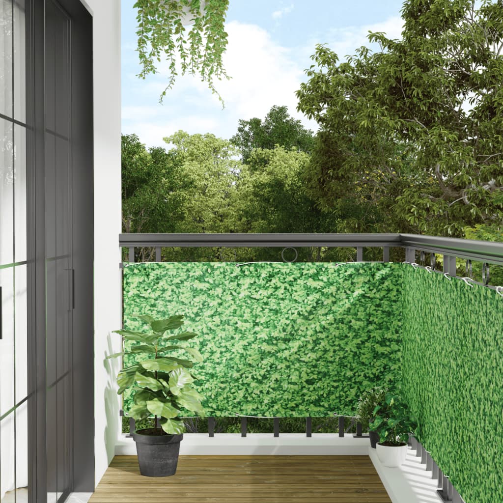 vidaXL Paravan de balcon cu aspect de plantă, verde, 500x75 cm, PVC