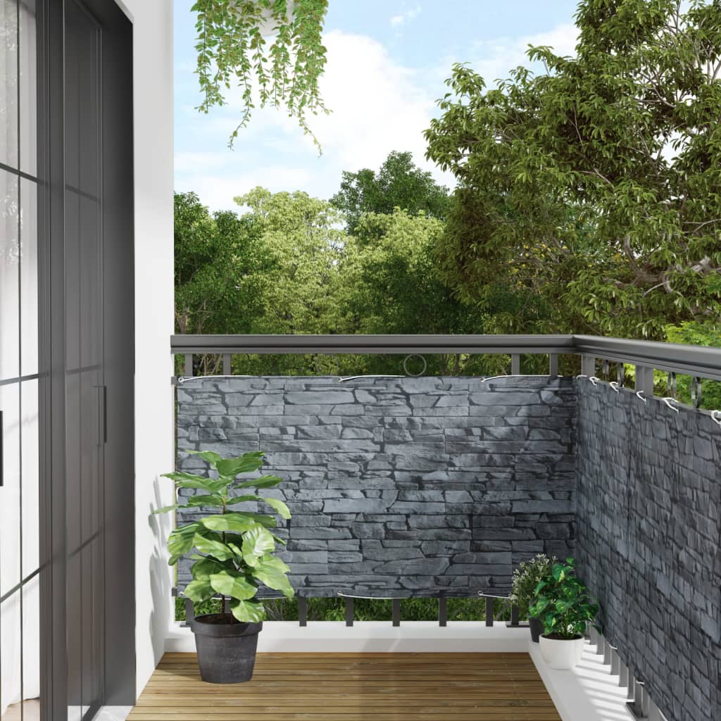 vidaXL Paravan de grădină cu aspect de piatră, gri, 400x75 cm PVC