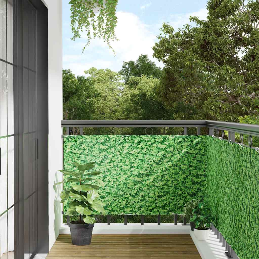 vidaXL Paravan de balcon cu aspect de plantă, verde, 400x90 cm, PVC