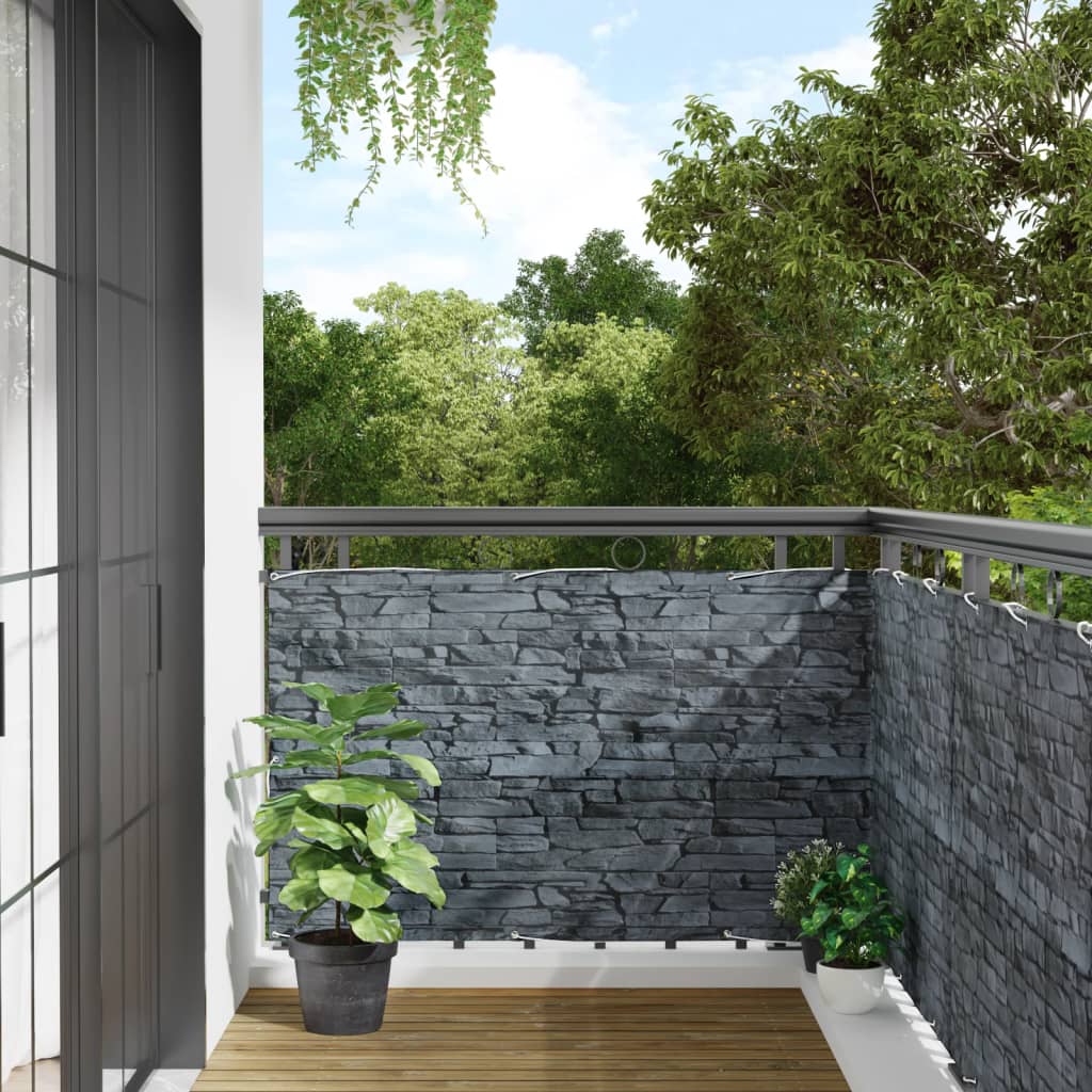 vidaXL Paravan de grădină cu aspect de piatră, gri, 400x90 cm PVC